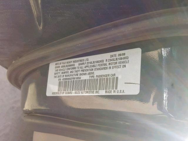 4S3BH6653Y6616954 - 2000 SUBARU LEGACY OUT BLUE photo 10