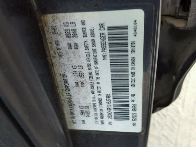 2B3HD46R11H627485 - 2001 DODGE INTREPID S ლურჯი ფოტო 10