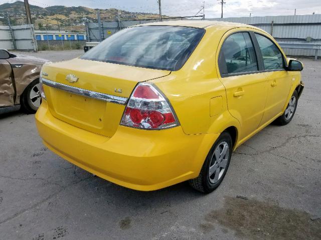 KL1TD56677B170274 - 2007 CHEVROLET AVEO BASE YELLOW photo 4