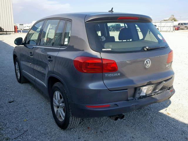 WVGBV7AXXCW000874 - 2012 VOLKSWAGEN TIGUAN S GRAY photo 3