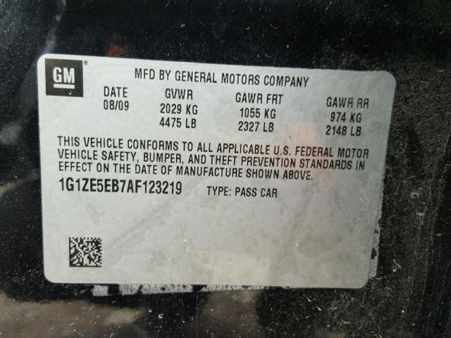 1G1ZE5EB7AF123219 - 2010 CHEVROLET MALIBU LTZ 黑色 照片 10