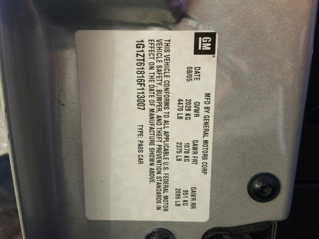 1G1ZT61816F113007 - 2006 CHEVROLET MALIBU MAX ვერცხლისფერი ფოტო 10