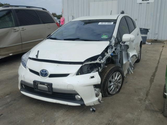 JTDKN3DP0C3019654 - 2012 TOYOTA PRIUS PLUG WHITE photo 2