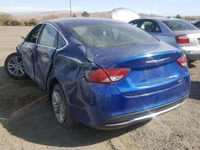 1C3CCCAB3FN749042 - 2015 CHRYSLER 200 LIMITE BLUE photo 3