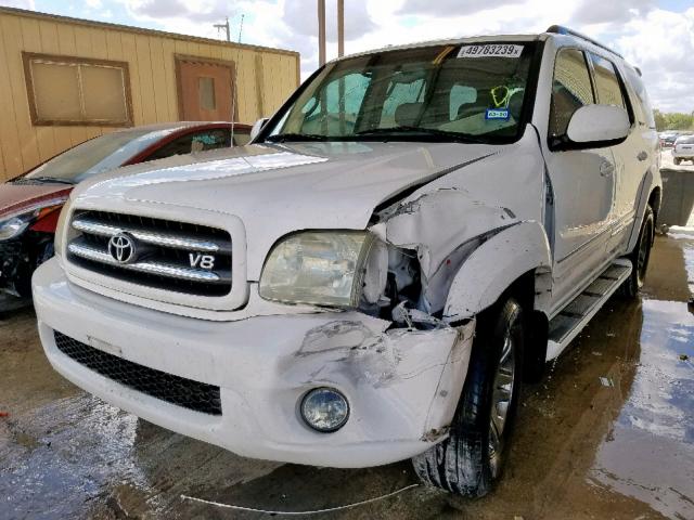 5TDZT38A14S231571 - 2004 TOYOTA SEQUOIA LI WHITE photo 2