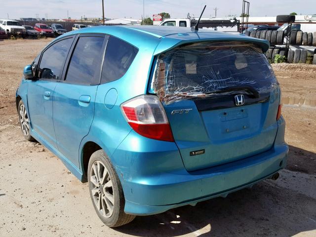 JHMGE8H53DC012130 - 2013 HONDA FIT SPORT TEAL photo 3