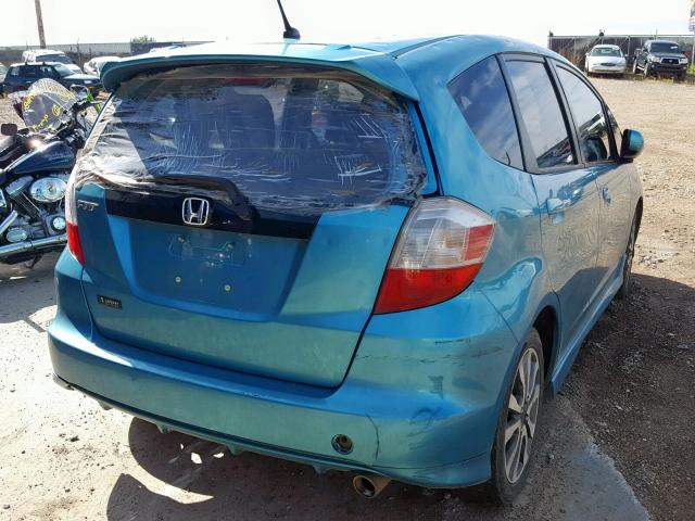 JHMGE8H53DC012130 - 2013 HONDA FIT SPORT TEAL photo 4