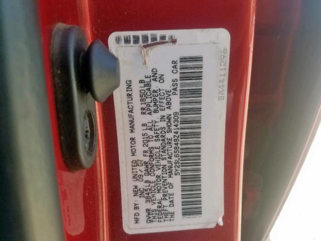 5Y2SL65848Z414309 - 2008 PONTIAC VIBE RED photo 10