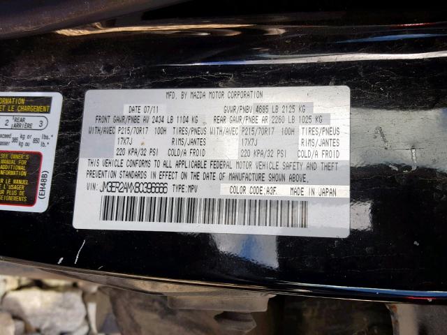 JM3ER2AMXB0396666 - 2011 MAZDA CX-7 BLACK photo 10