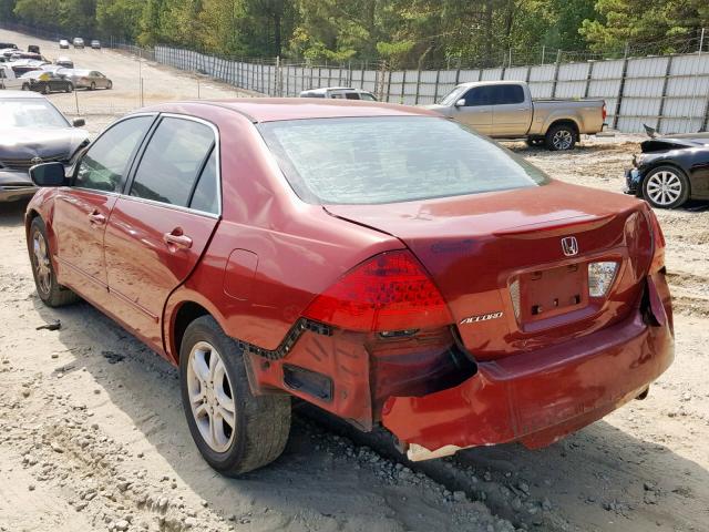 1HGCM567X7A103743 - 2007 HONDA ACCORD EX RED photo 3