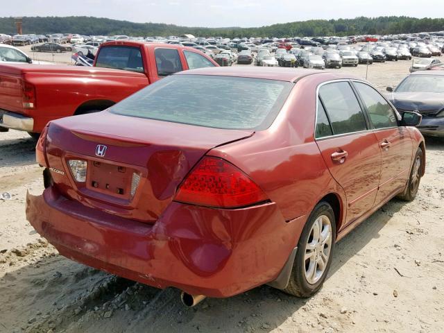 1HGCM567X7A103743 - 2007 HONDA ACCORD EX RED photo 4