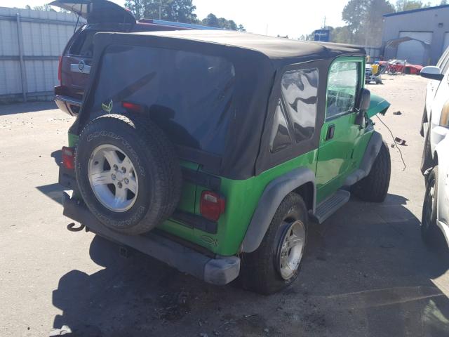 1J4FA49S04P771343 - 2004 JEEP WRANGLER / GREEN photo 4