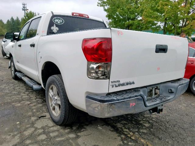 5TFEV54137X028528 - 2007 TOYOTA TUNDRA CRE WHITE photo 3