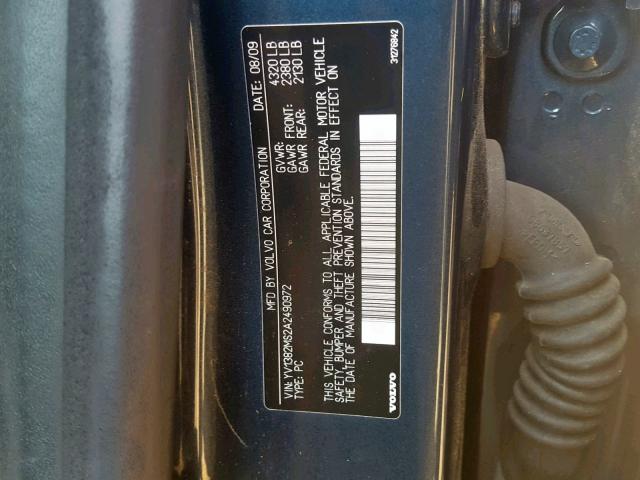 YV1382MS2A2490972 - 2010 VOLVO S40 2.4I BLUE photo 10