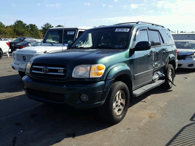 5TDBT48A82S129270 - 2002 TOYOTA SEQUOIA LI GREEN photo 2