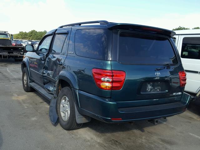 5TDBT48A82S129270 - 2002 TOYOTA SEQUOIA LI GREEN photo 3