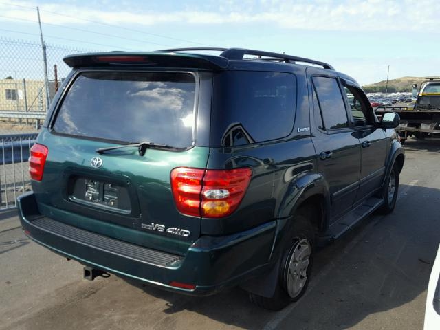 5TDBT48A82S129270 - 2002 TOYOTA SEQUOIA LI GREEN photo 4