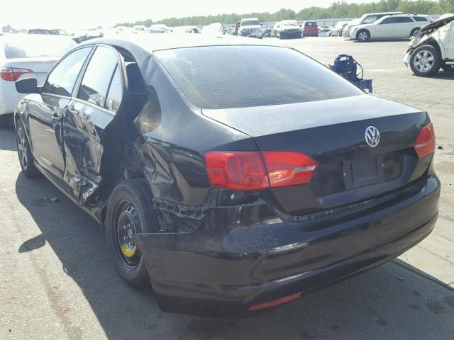 3VW2K7AJ2CM345712 - 2012 VOLKSWAGEN JETTA BASE BLACK photo 3