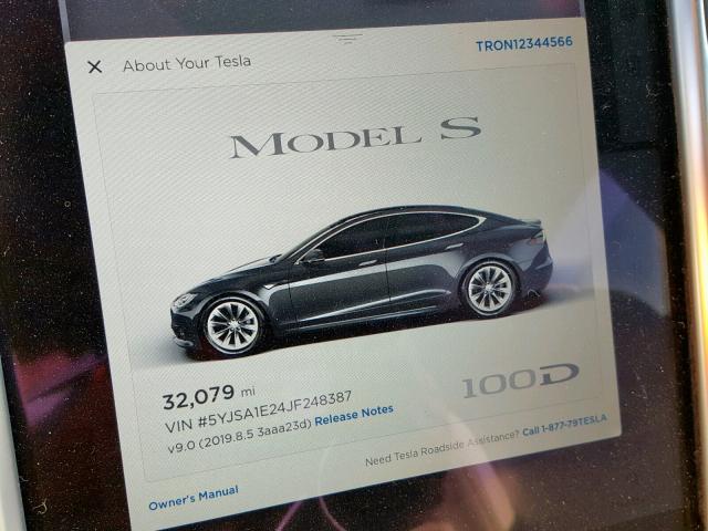 5YJSA1E24JF248387 - 2018 TESLA MODEL S رمادي صورة 8