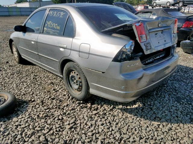 2HGES16554H565646 - 2004 HONDA CIVIC LX GRAY photo 3