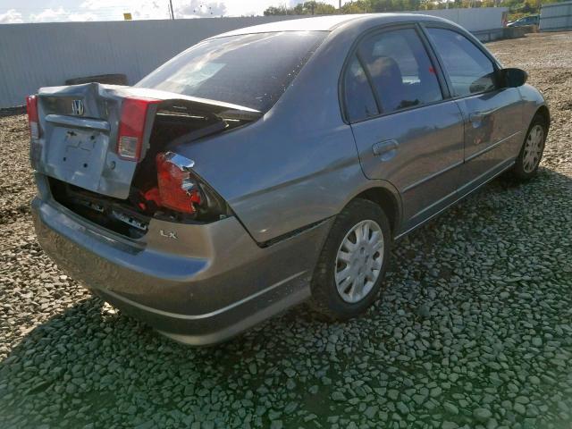 2HGES16554H565646 - 2004 HONDA CIVIC LX GRAY photo 4