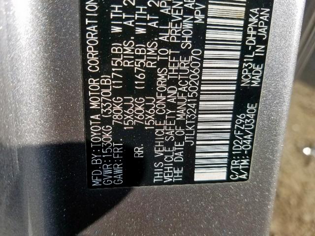 JTLKT324150206070 - 2005 TOYOTA SCION XB 银色 照片 10