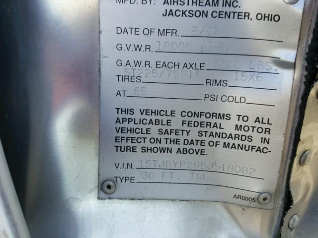 1STJBYP295J518082 - 2005 AIRS TRAVELTRAI 银色 照片 10
