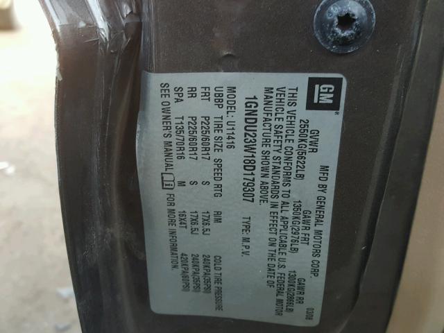 1GNDU23W18D179307 - 2008 CHEVROLET UPLANDER L Qəhvəyi foto 10