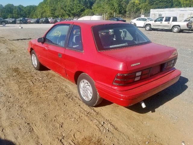 1B3XP24D4PN672323 - 1993 DODGE SHADOW RED photo 3