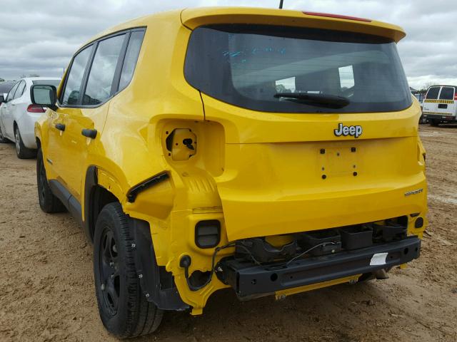 ZACCJAAB4HPF37377 - 2017 JEEP RENEGADE S YELLOW photo 3