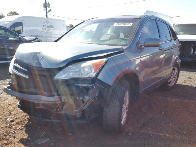 5J6RE4H78AL034358 - 2010 HONDA CR-V EXL GREEN photo 2