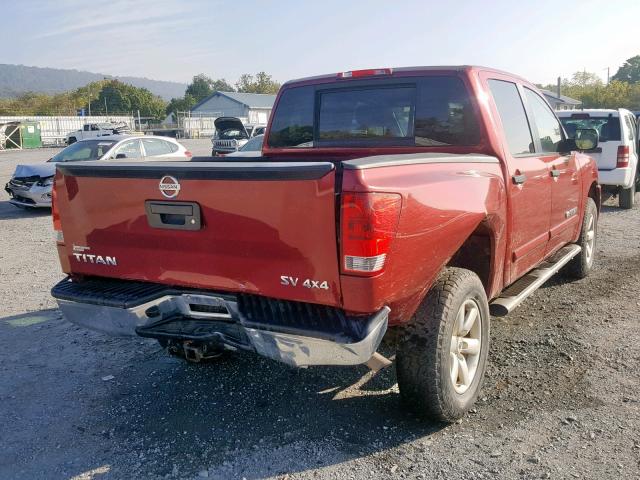 1N6AA0EJ7EN500005 - 2014 NISSAN TITAN S RED photo 4