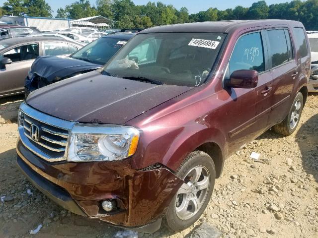 5FNYF3H56FB033176 - 2015 HONDA PILOT EXL MAROON photo 2