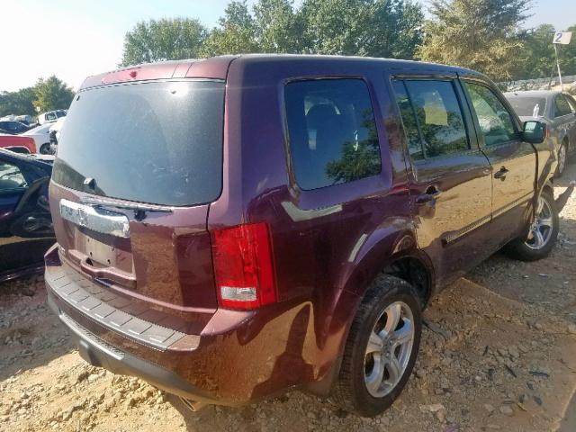 5FNYF3H56FB033176 - 2015 HONDA PILOT EXL MAROON photo 4