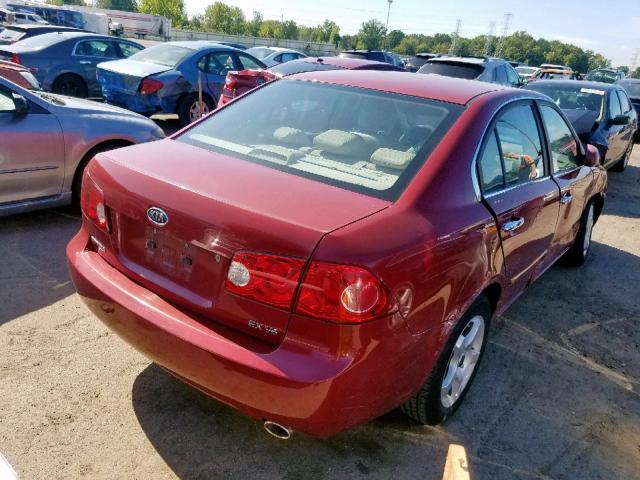 KNAGE124975142072 - 2007 KIA OPTIMA LX RED photo 4