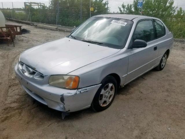 KMHCG35C72U162308 - 2002 HYUNDAI ACCENT GS SILVER photo 2