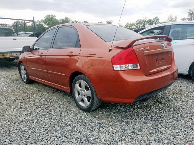 KNAFE121285021113 - 2008 KIA SPECTRA EX ORANGE photo 3