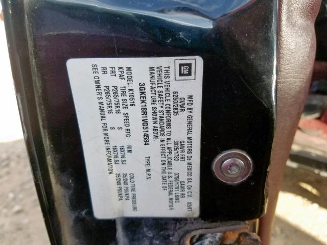 3GKEK18R1VG514584 - 1997 GMC YUKON BLACK photo 10