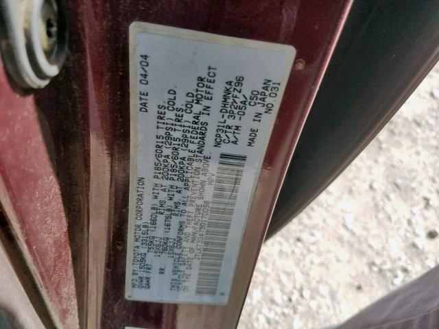 JTLKT334750170058 - 2005 TOYOTA SCION XB Бордовый фото 10