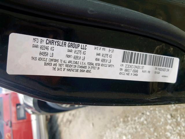 2C3CA2CV2AH281197 - 2010 CHRYSLER 300 S BLACK photo 10