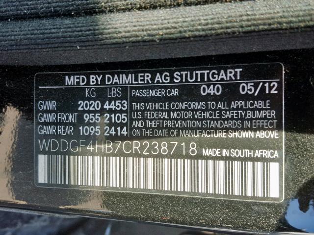 WDDGF4HB7CR238718 - 2012 MERCEDES-BENZ C 250 BLACK photo 10