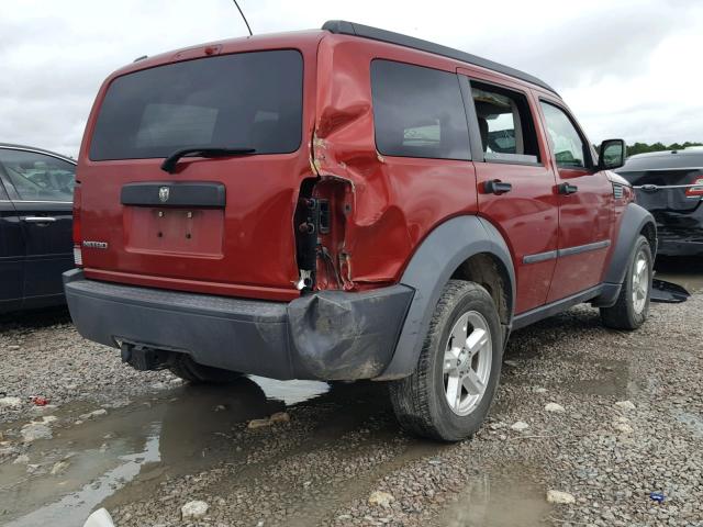 1D8GT28K77W534788 - 2007 DODGE NITRO SXT RED photo 4