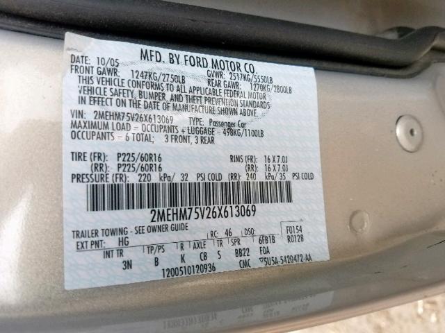 2MEHM75V26X613069 - 2006 MERCURY GRAND MARQ SILVER photo 10