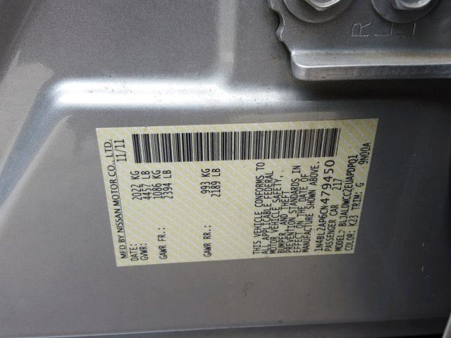 1N4BL2AP6CN479450 - 2012 NISSAN ALTIMA SR SILVER photo 10