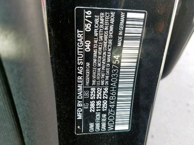 WDDZF4KB6HA033754 - 2017 MERCEDES-BENZ E 300 4MAT BLACK photo 10