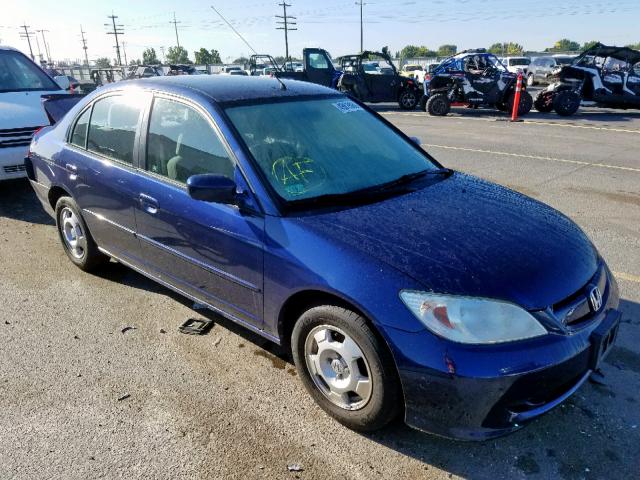 JHMES96685S013976 - 2005 HONDA CIVIC HYBR BLUE photo 1