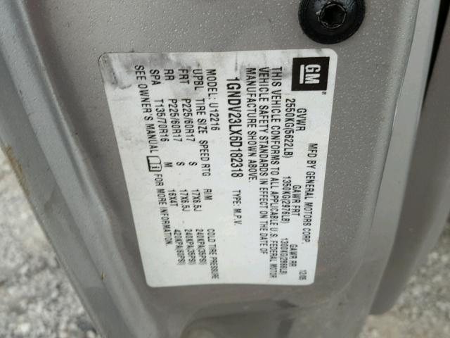 1GNDV23LX6D182318 - 2006 CHEVROLET UPLANDER L Gümüş foto 10