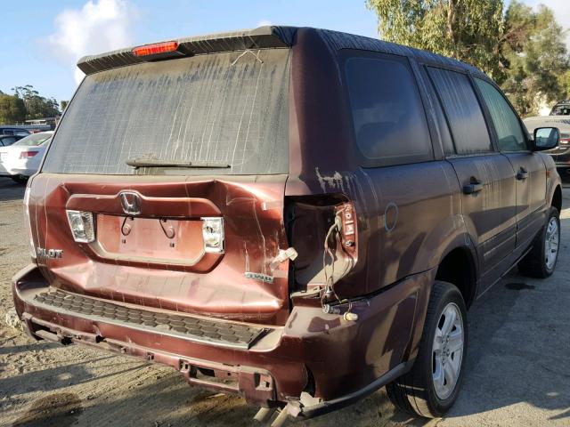 2HKYF18137H524163 - 2007 HONDA PILOT LX BURGUNDY photo 4