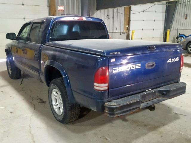 1B7HG38Z42S551753 - 2002 DODGE DAKOTA QUA BLUE photo 3