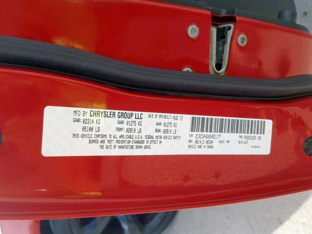 2C3CDXHGXDH521177 - 2013 DODGE CHARGER SX RED photo 10